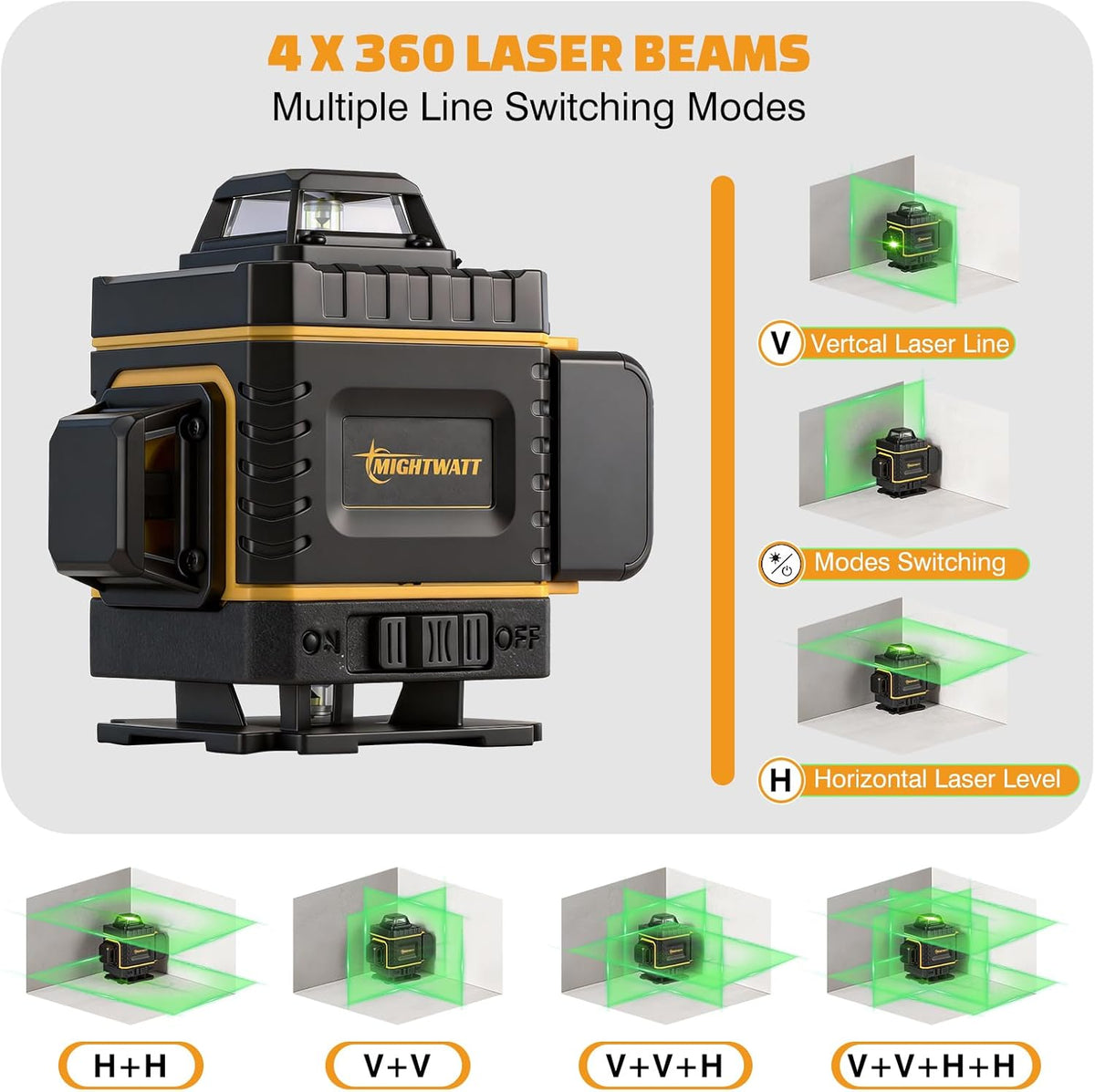 Niveau laser vert 4D à 16 lignes, autonivelant, doté de support magnétique et télécommande | Batterie rechargeable, lunettes de protection et support mural inclus | Idéal destiné à la construction et la rénovation - Dispositif de nivellement laser