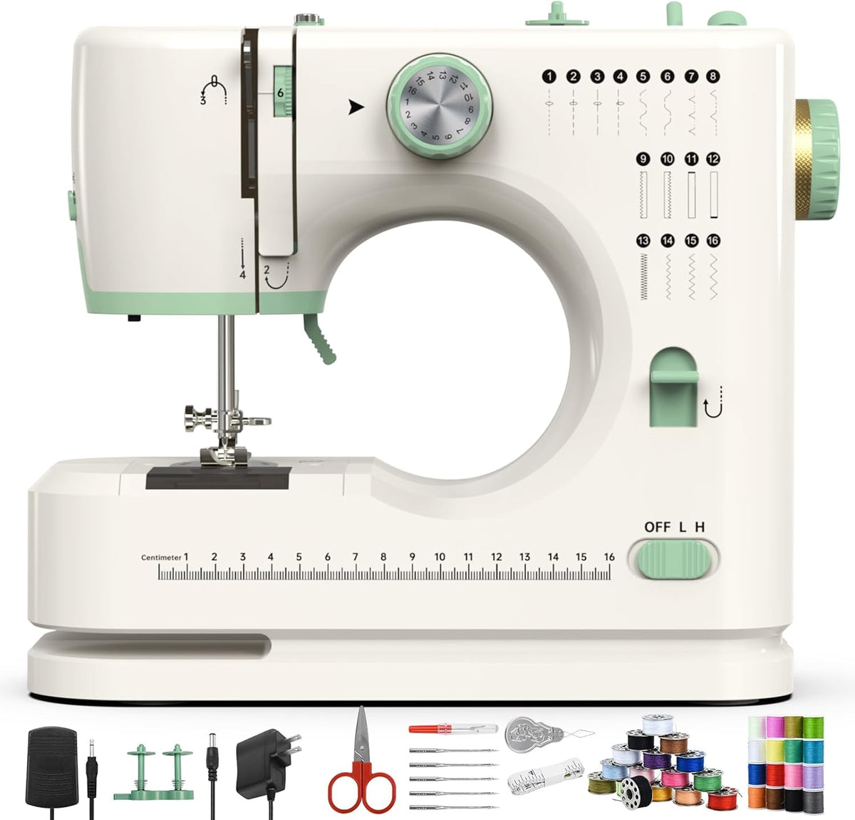 StitchMaster Pro : Machine à coudre à double aiguille, idéale destiné à les débutants. 16 points différents. Machine à coudre domestique destiné à adultes.