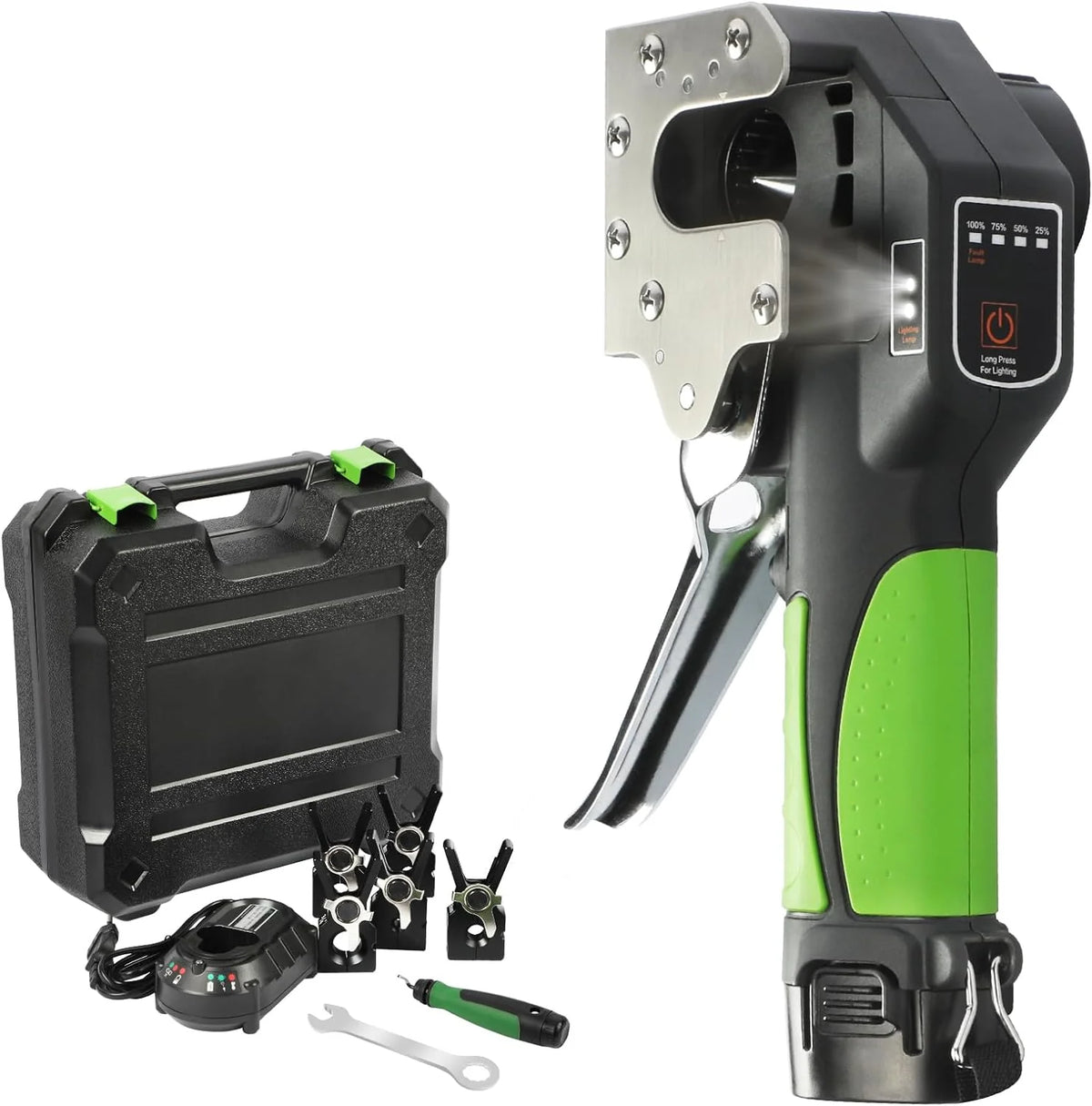 Kit d'outil à évaser électrique, outil à évaser le cuivre 1/4 - 3/4, jauge d'évasement, 5 pinces pour serrage SAE, évasement excentrique à 45°, batterie 2200 mAh
