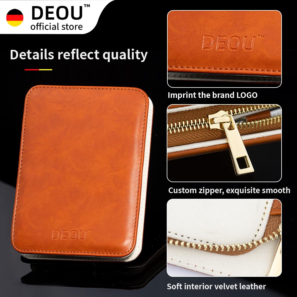 DEOU Ensemble de manucure pour usage professionnel 13 pièces destiné à femmes, en acier inoxydable, doté de trousse de voyage portable de luxe (cadeau).