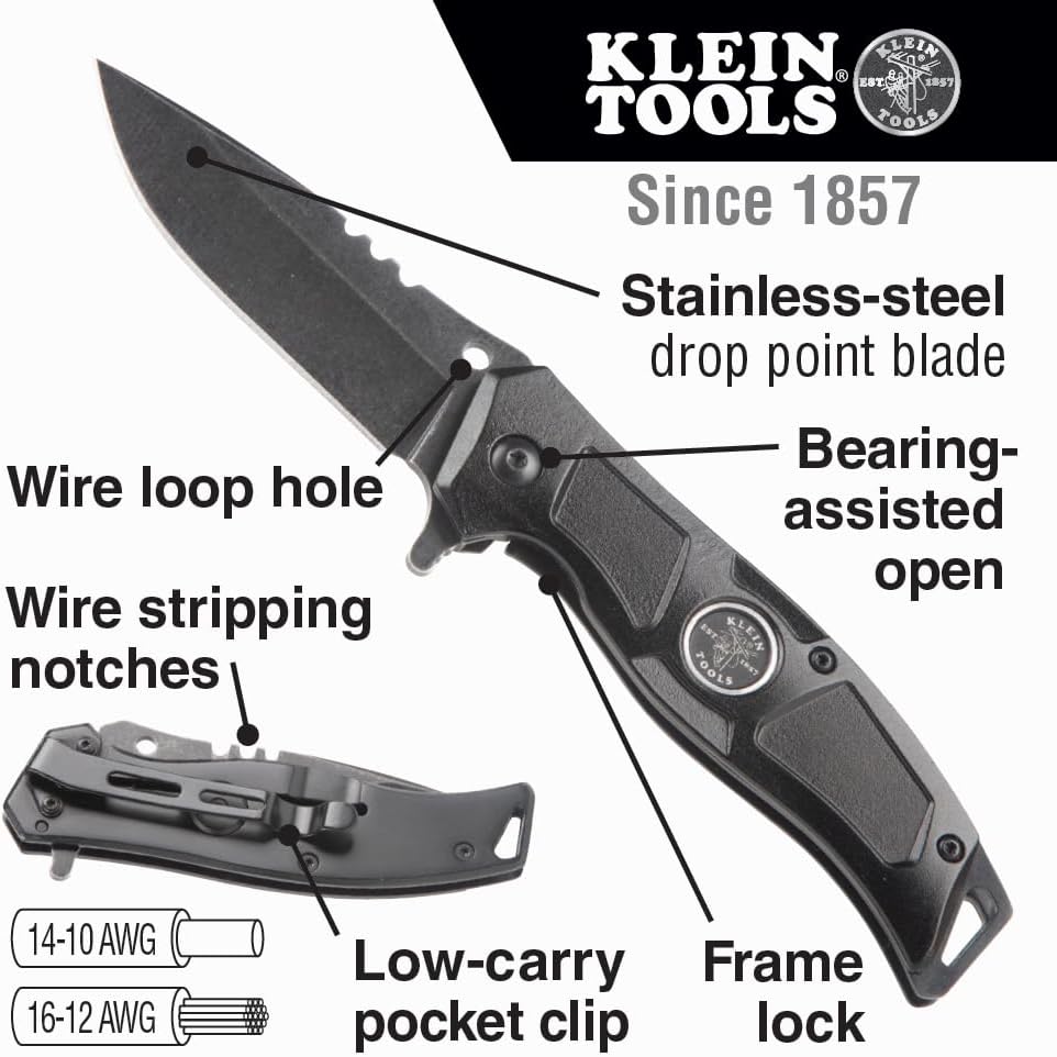 Kit sac à dos Klein Tools 80115 doté de sac à dos Tradesman Pro à 39 poches et couteau de poche d'électricien, 2 pièces