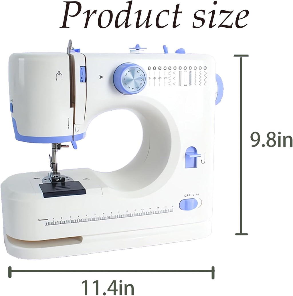 Machine à coudre destiné à débutants doté de 12 points intégrés, petite machine à coudre doté de kit d'accessoires, mini machine à coudre 2 vitesses (rapide et lente)