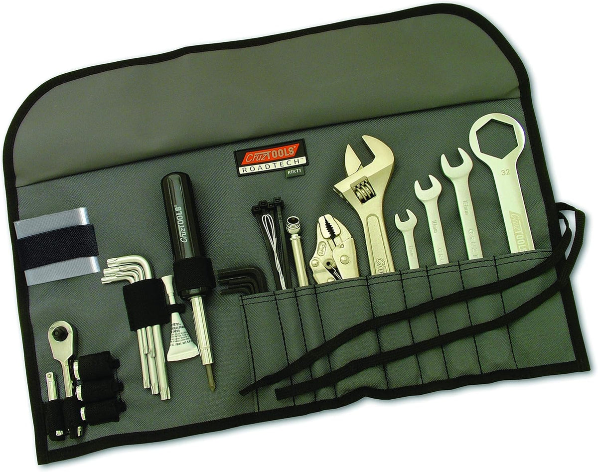 ensemble d'équipements CruzTOOLS RTKT1 RoadTech KT1 destiné à motos KTM et Husqvarna, noir