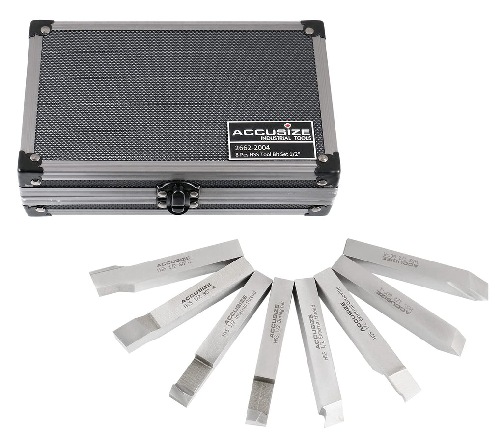 Accusize Industrial Tools, coffret de 8 forets HSS 1/2'', pré-rectifiés destiné à le tournage et le dressage, 2662-2004