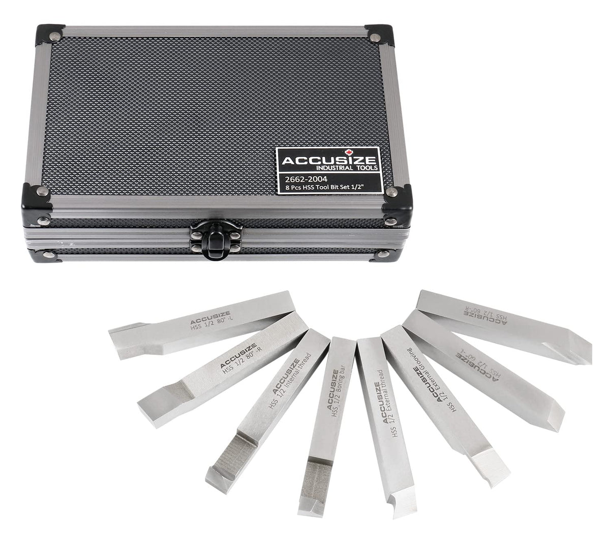 Accusize Industrial Tools, coffret de 8 forets HSS 1/2'', pré-rectifiés destiné à le tournage et le dressage, 2662-2004