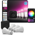 Ensemble de démarrage Philips Hue : Bridge Pro + 4 ampoules connectées A19 E26, blanc et couleur, intensité réglable, hub d'éclairage intelligent, compatible doté de Apple Home, Alexa, Google et Samsung SmartThings