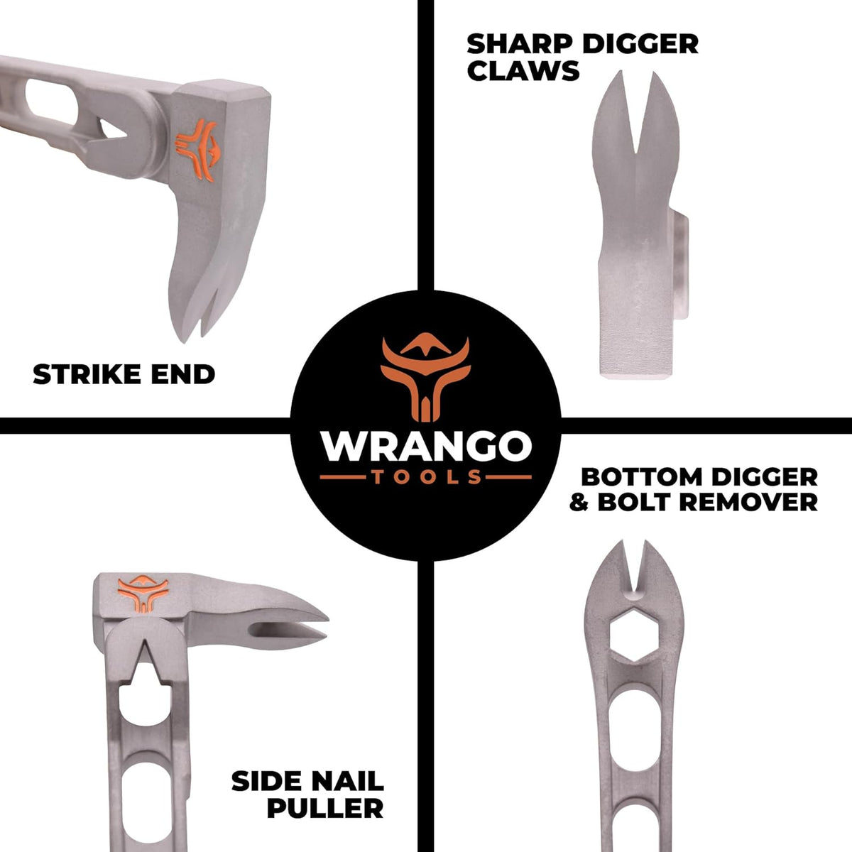 Dispositif Wrango Tools : arrache-clous en titane 9,5 pouces, levier en forme de patte de chat – 45 % plus léger que l’acier – arrache-clous latéral – extracteur de boulons de 13 mm – qualité pour usage professionnel – 5 % des bénéfices reversés...