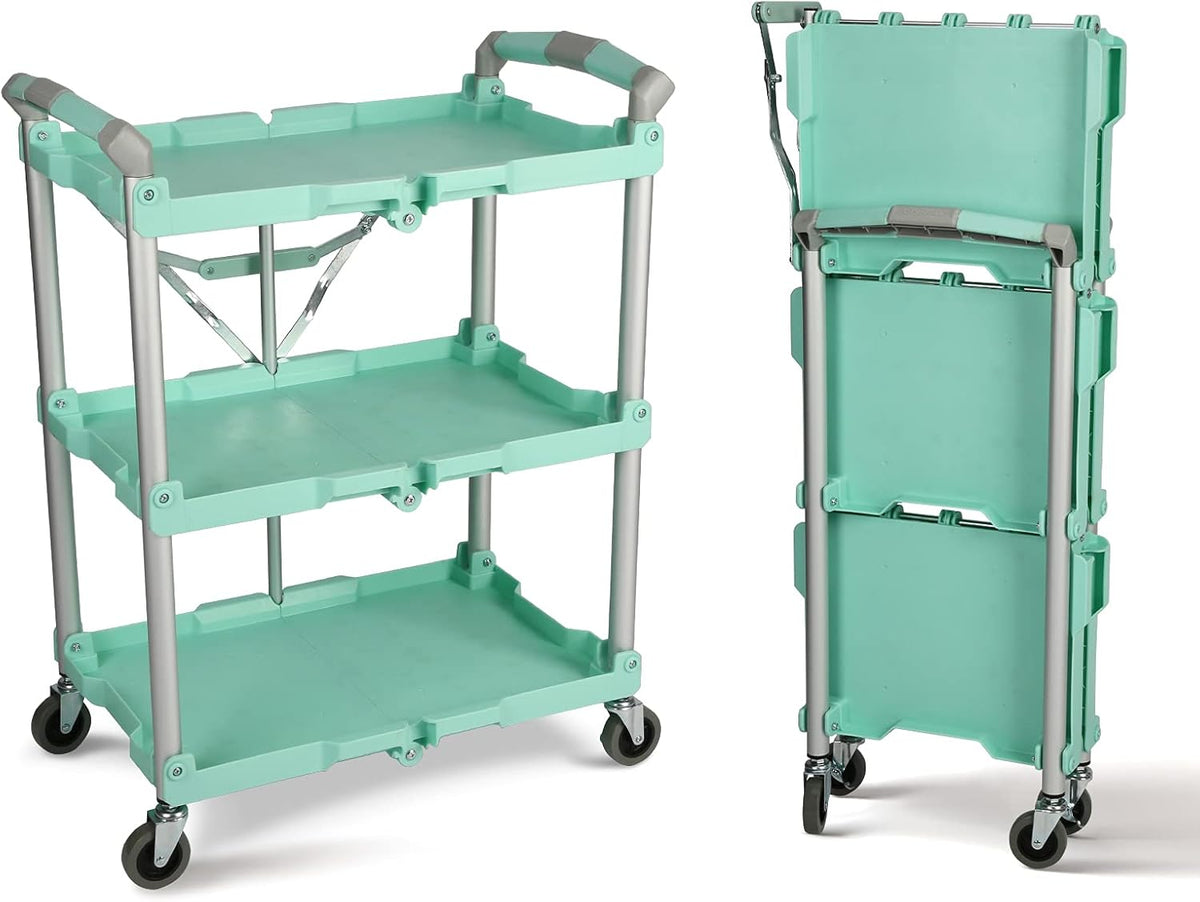 Chariot pour service pliable et escamotable Olympia Tools 89-349 Pack-N-Roll, capacité de 68 kg, bleu sarcelle