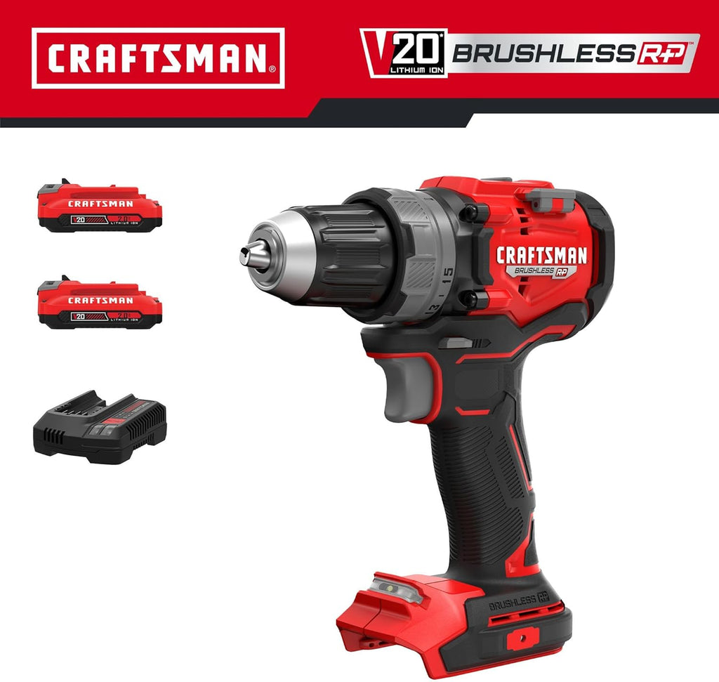 Kit perceuse-visseuse CRAFTSMAN V20 1/2 pouce doté de 2 batteries et chargeur (CMCD725D2)