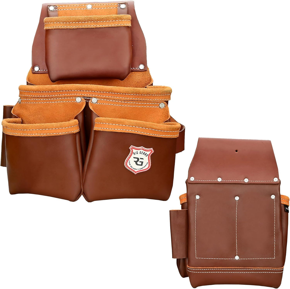 Ceinture porte-équipements en cuir doté de crochet réglable - Ceinture porte-équipements robuste haut de gamme destiné à hommes doté de 22 poches multifonctions (Bordeaux, Standard), RG-004