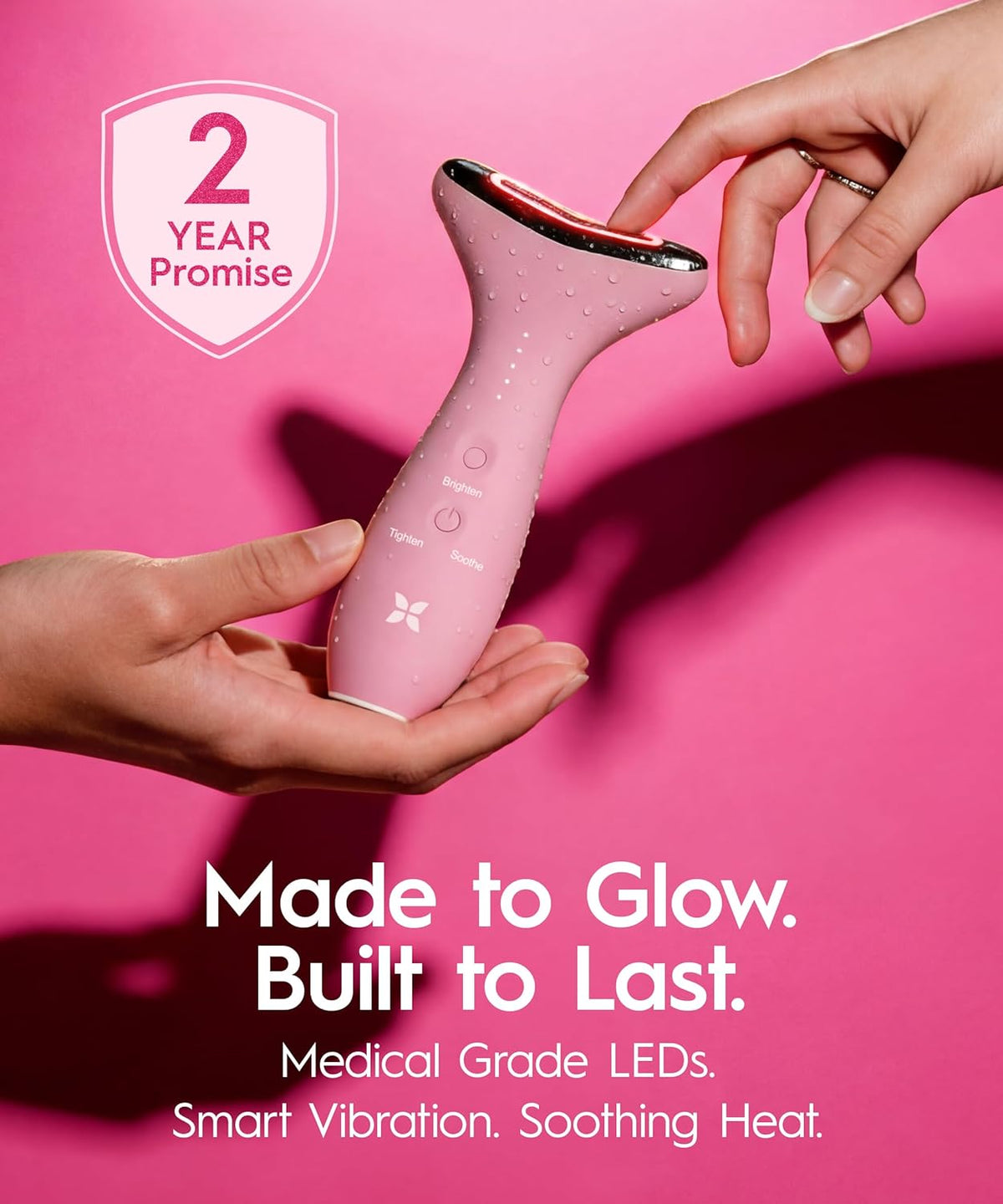 Appareil de massage facial REVO Genie destiné à le visage et le cou, lifting du visage par LED doté de chaleur et vibration, drainage lymphatique, décongestionnant, luminothérapie rouge, bleue et verte destiné à raffermir la peau et favoriser...