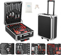Coffret d'outils pratiques de 800 pièces pour la maison avec servante d'atelier à roulettes, kit de réparation professionnel pour mécanicien, ensemble d'outils à main pour la maison avec valise trolley en aluminium pour bricoleur et particuliers.