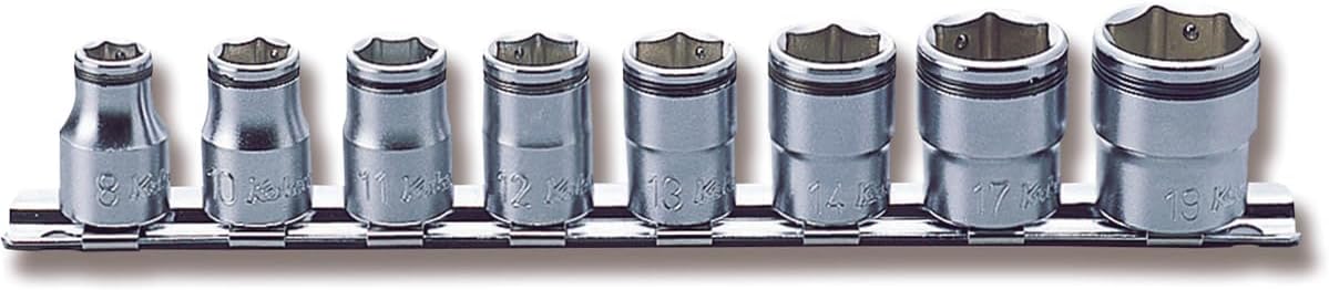 Ensemble de douilles carrées Ko-ken RS3450M/8 3/8" (8-19 mm) doté de pince destiné à écrous, longueur 200 mm, 8 pièces