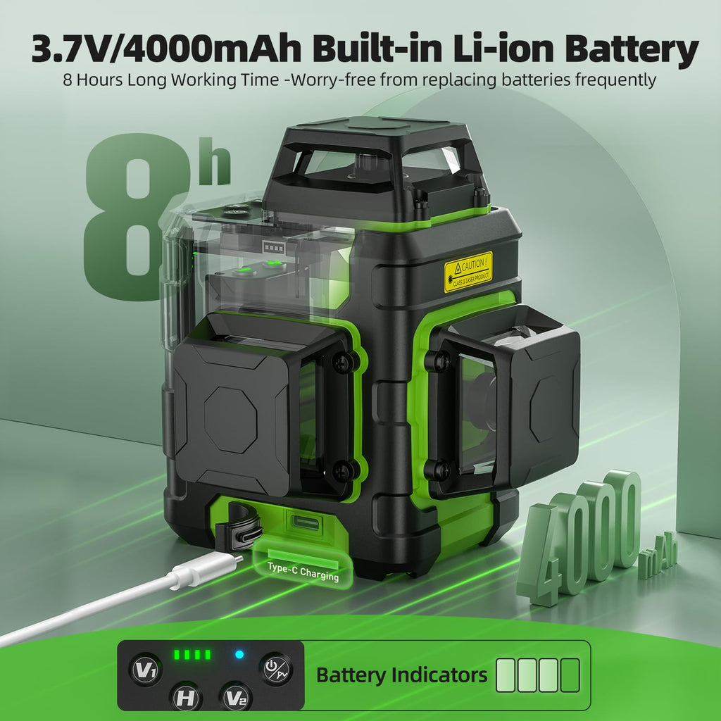 Niveau laser HUEPAR 360° - Dispositif rechargeable vert 3x360°