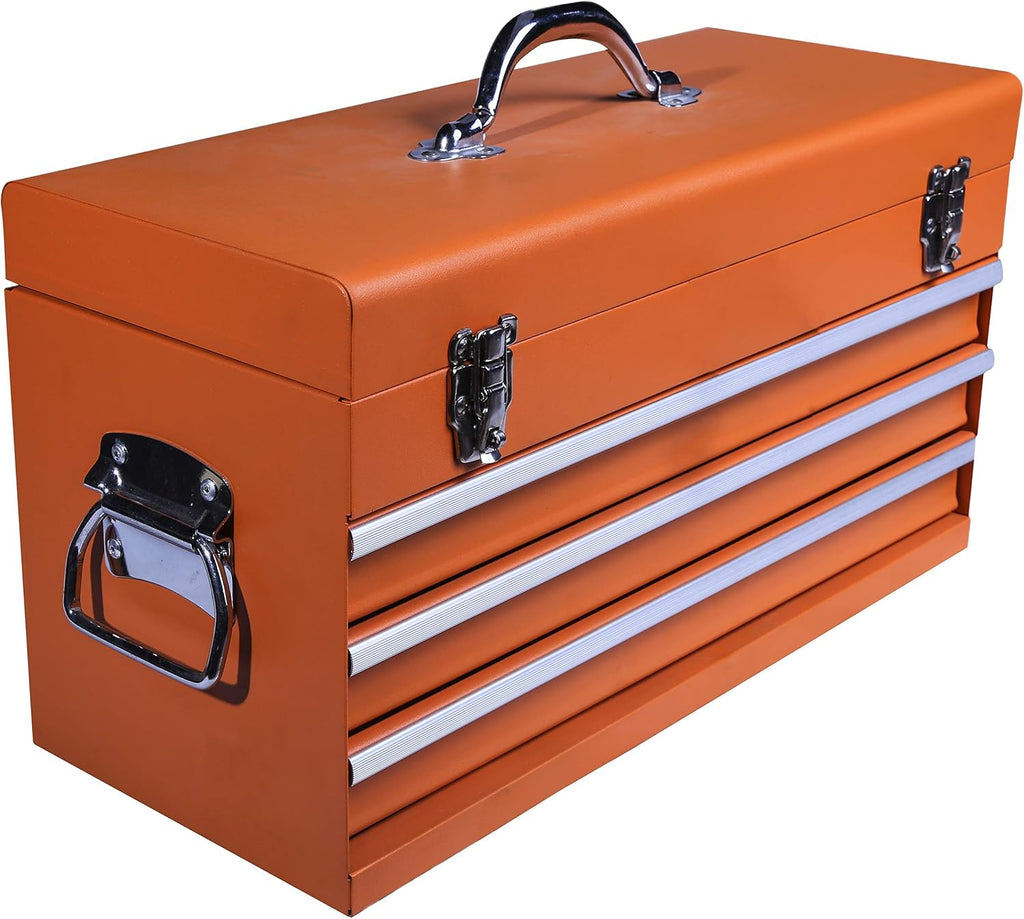 Coffre à outils pratiques portable en métal Edward Tools avec tiroirs 20" - Serrure centrale à clé pour plus de sécurité - Finition résistante aux rayures grâce à son revêtement en poudre - Fermetures robustes - Tiroirs à extension complète
