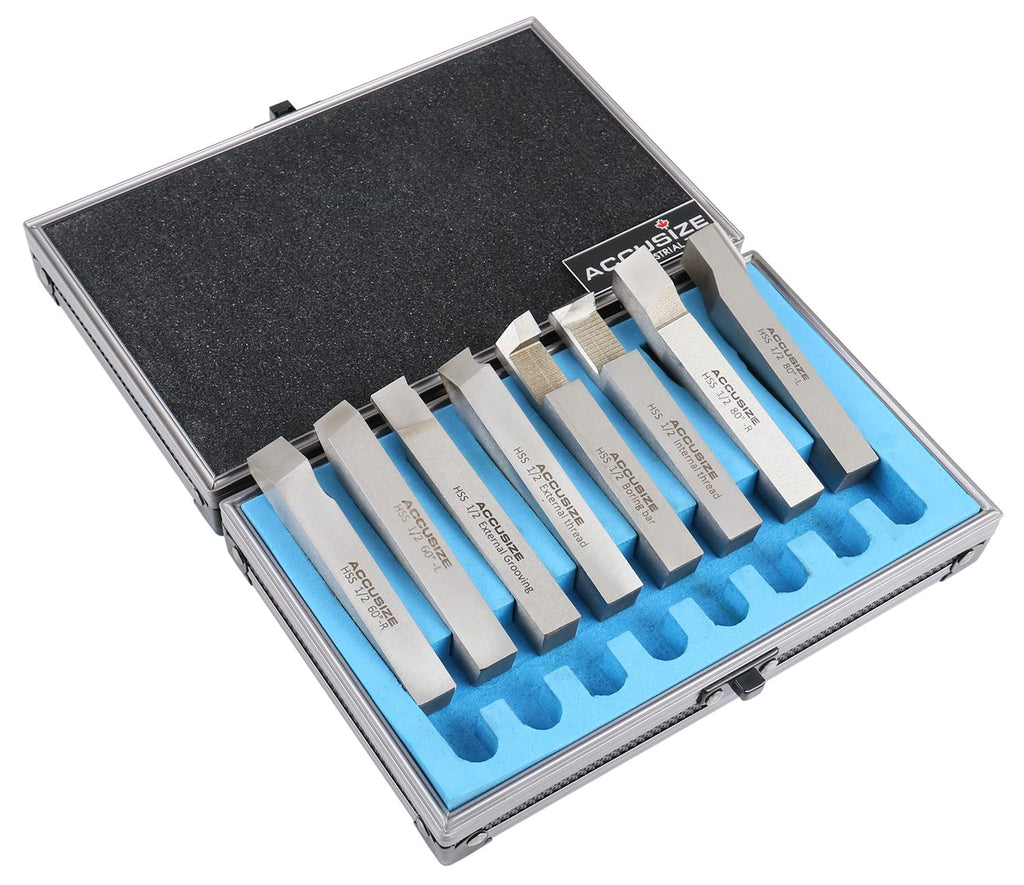 Accusize Industrial Tools, coffret de 8 forets HSS 1/2'', pré-rectifiés destiné à le tournage et le dressage, 2662-2004