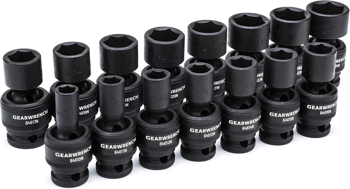 Jeu pour douilles à impact universelles métriques 6 pans 1/2 pouce GEARWRENCH (15 pièces) - 84939N