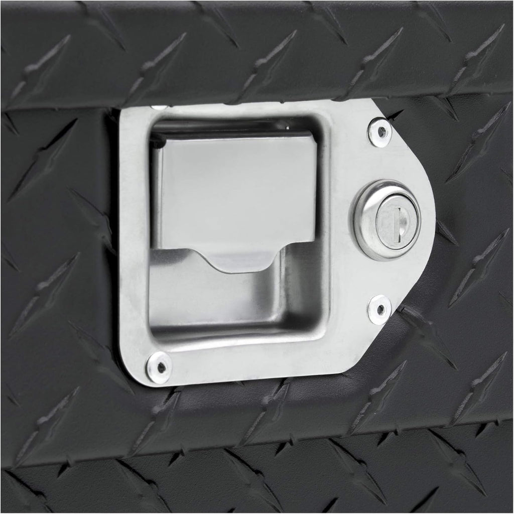 Coffre à outils pratiques pour camion UWS EC10603 72 pouces en aluminium à paroi épaisse noir mat, profil bas et couvercle RigidCore