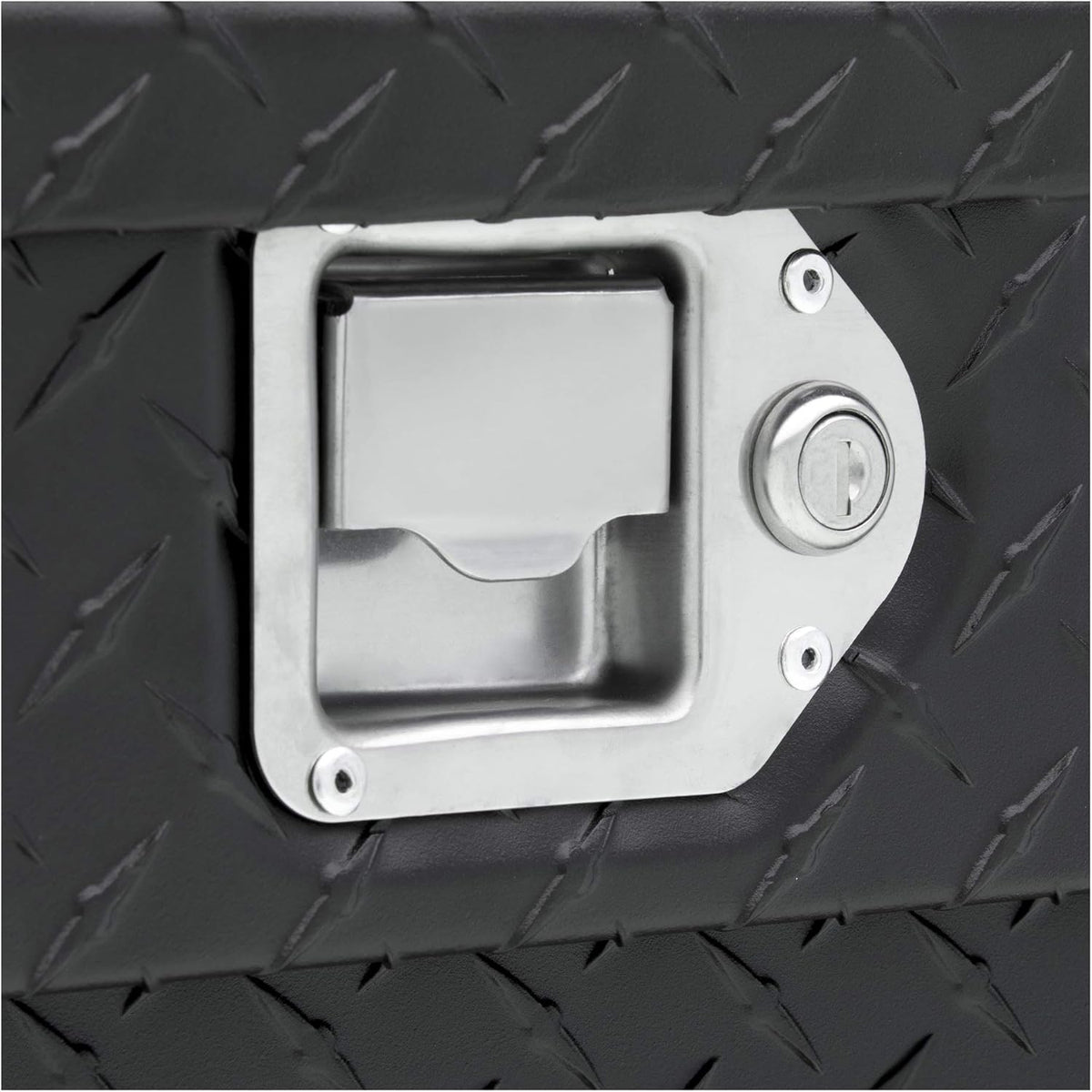 Coffre à outils pratiques pour camion UWS EC10603 72 pouces en aluminium à paroi épaisse noir mat, profil bas et couvercle RigidCore