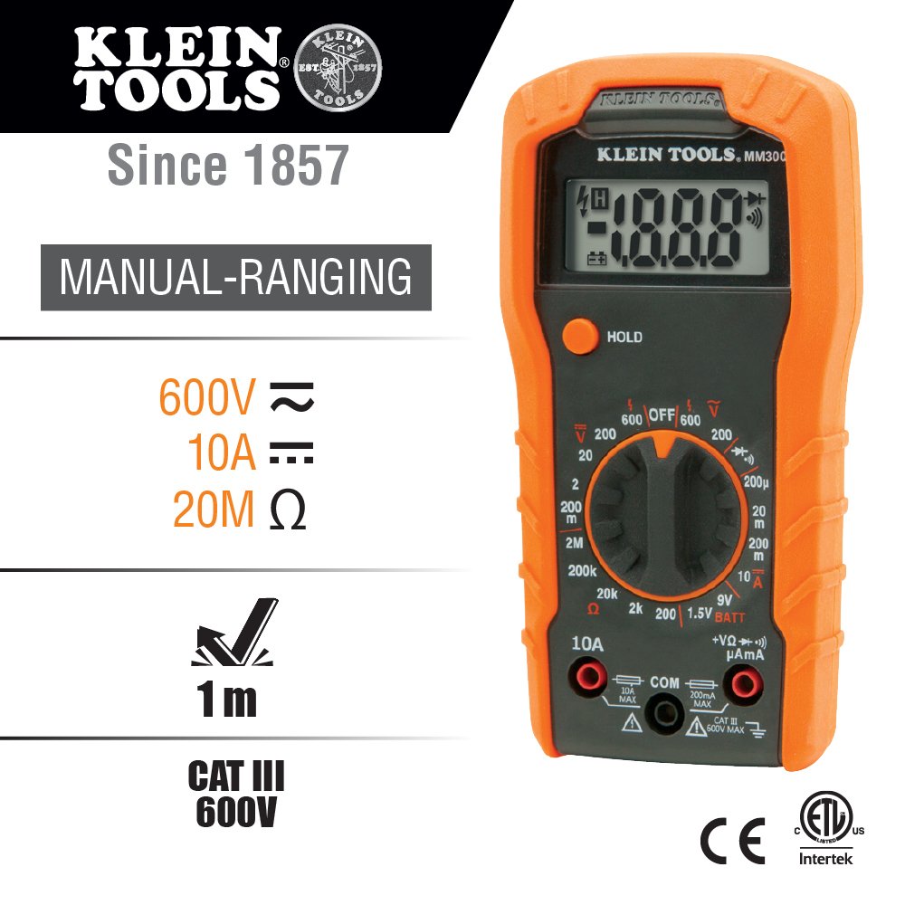 Ensemble de test électrique Klein Tools 80067 doté de thermomètre numérique infrarouge, multimètre, testeur de tension sans contact et testeur de prises, 4 pièces