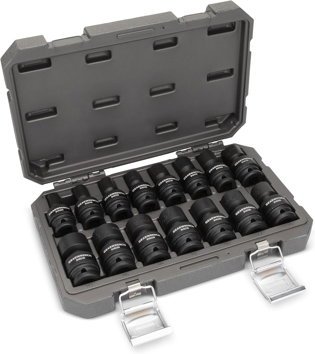 Jeu pour douilles à impact universelles métriques 6 pans 1/2 pouce GEARWRENCH (15 pièces) - 84939N