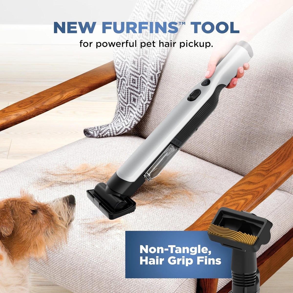Aspirateur à main sans fil Shark WANDVAC, léger, polyvalent et portable (635 g), aspiration puissante, station de charge, vidage en une seule touche, nouveaux accessoires Furfins et suceur plat destiné à animaux et maison, gris, WV201WH