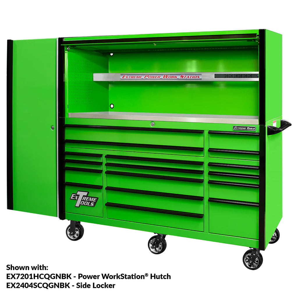 Armoire à roulettes Extreme Tools Professional EXQ 72″ à dégagement rapide et triple rangée pour 17 tiroirs (noir-aluminium)