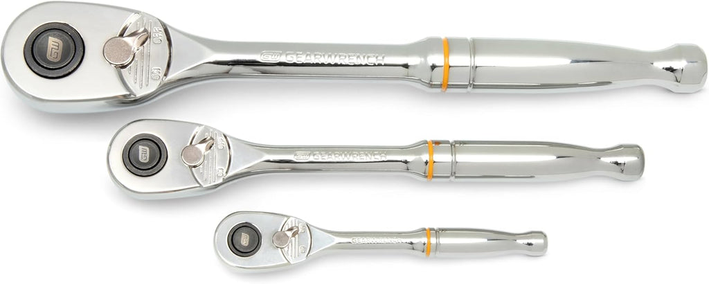 Clé à cliquet à dégagement rapide GEARWRENCH 3 pièces, entraînements 1/4", 3/8" et 1/2", 90 dents | 81310T – sélection pratique