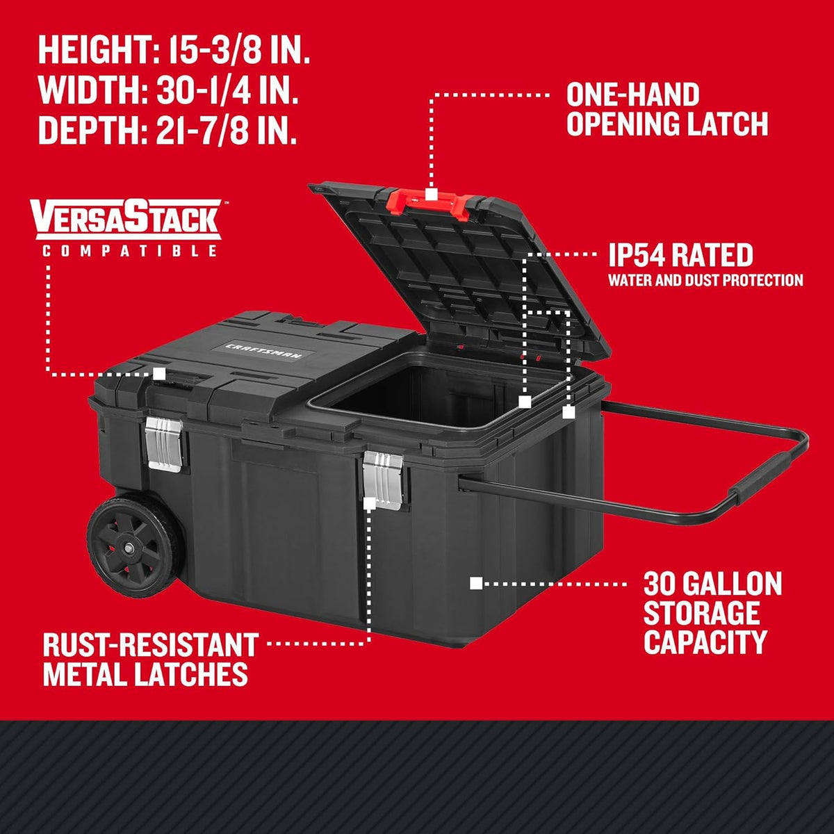 Coffre à outils roulant à accès rapide CRAFTSMAN VERSASTACK de 30 gallons (CMST17870) – Pratique