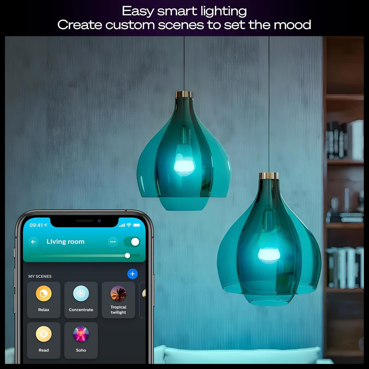 Ensemble de démarrage Philips Hue : Bridge Pro + 4 ampoules connectées A19 E26, blanc et couleur, intensité réglable, hub d'éclairage intelligent, compatible doté de Apple Home, Alexa, Google et Samsung SmartThings