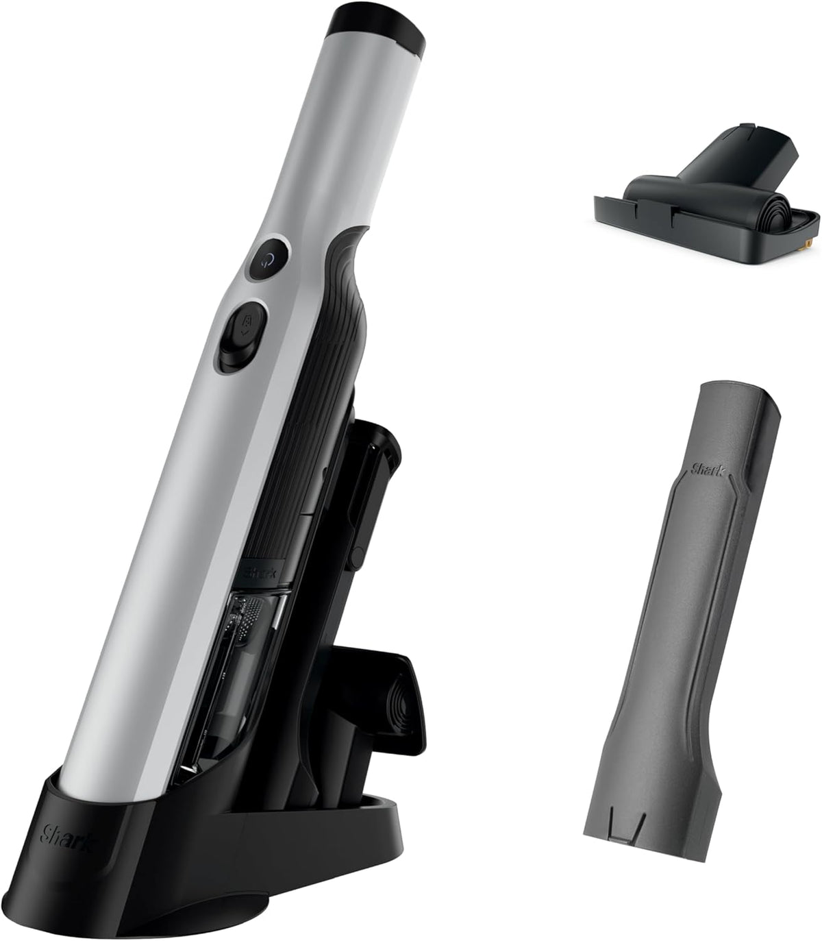 Aspirateur à main sans fil Shark WANDVAC, léger, polyvalent et portable (635 g), aspiration puissante, station de charge, vidage en une seule touche, nouveaux accessoires Furfins et suceur plat destiné à animaux et maison, gris, WV201WH