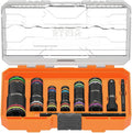Ensemble de douilles Klein Tools 656QS KNECT Quad, 24 tailles réparties dans 6 douilles, 4 en 1, code couleur SAE et métrique, résistant aux chocs, à gorge profonde, robuste, entraînement 1/4" et 3/8", arbre de 3-1/2" et 6-1/2".