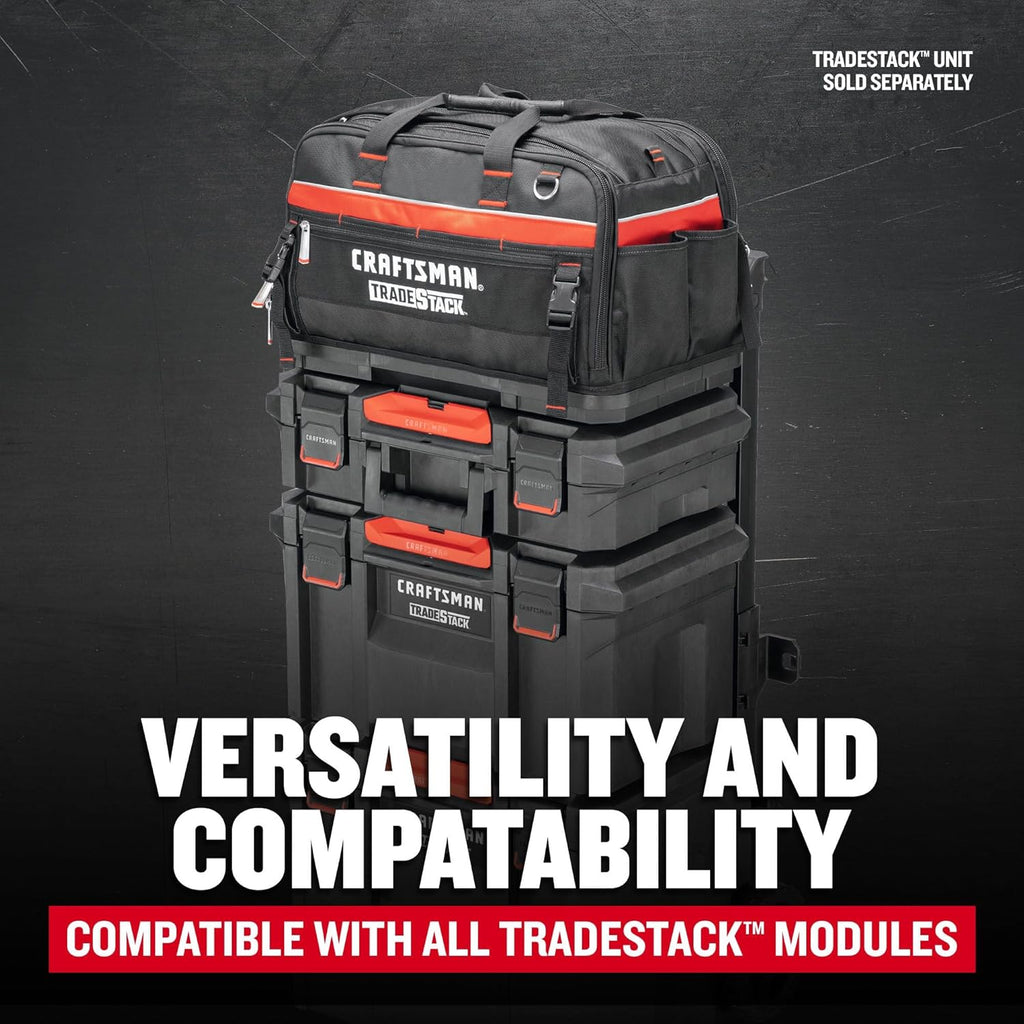 Sac à équipements CRAFTSMAN TRADESTACK, 22,5 po, polyester durable, noir et rouge (CMST21450)
