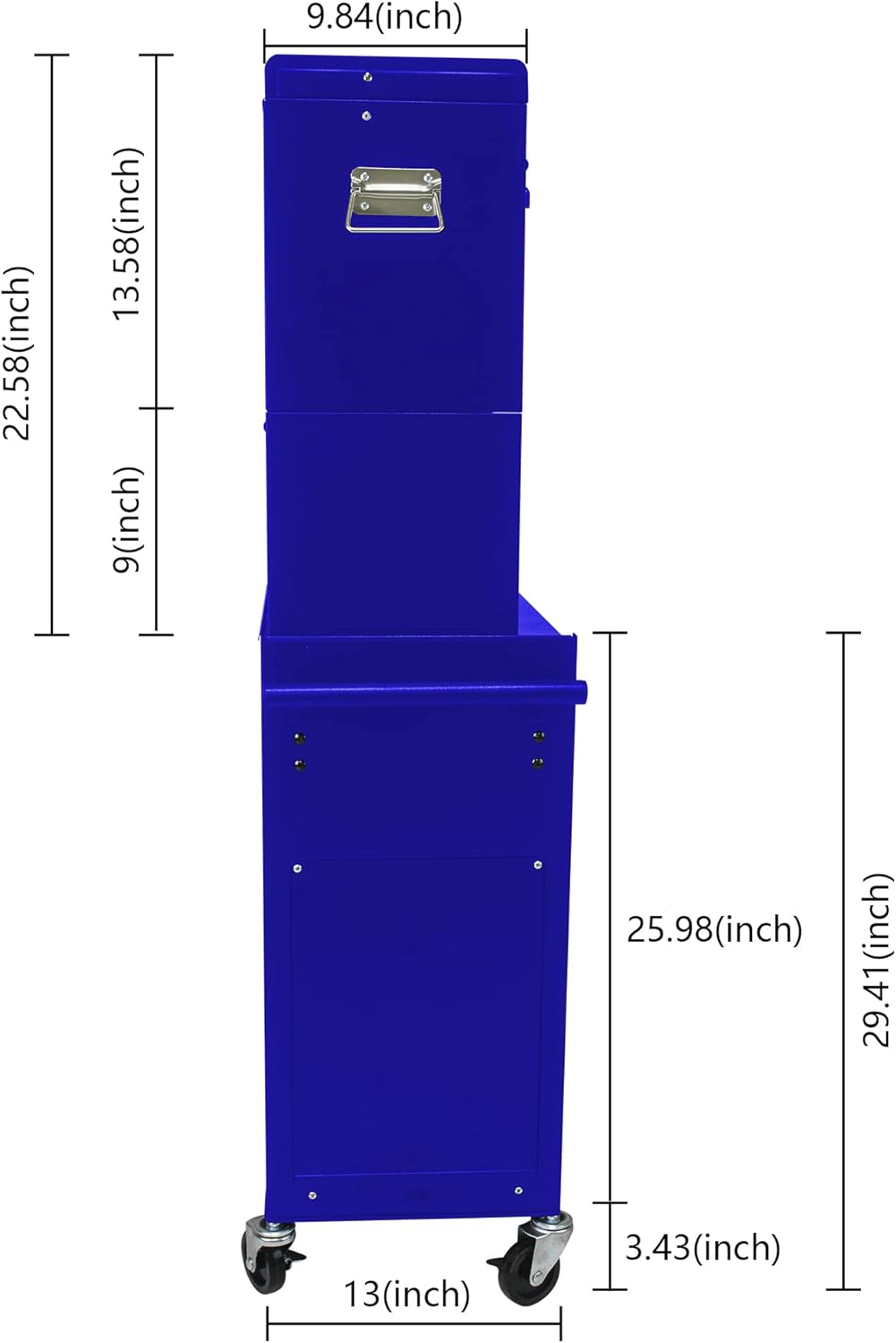 Coffre à outils roulant RYH à 6 tiroirs | Servante métallique robuste avec tiroirs à roulement à billes | Compatible avec les boîtes à outils US General pour le rangement dans le garage (Bleu, 6 tiroirs, 7,6 cm x 132 cm H × 53 cm L)
