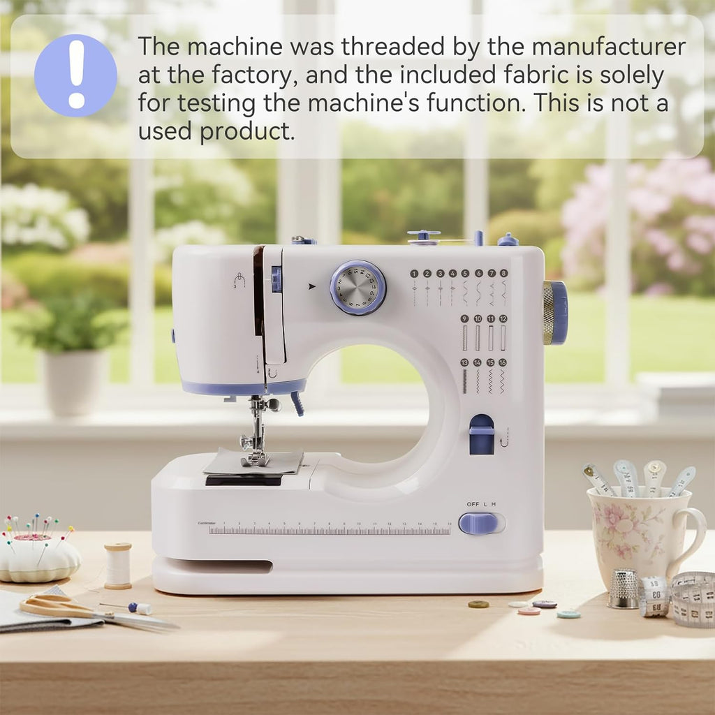Machine à coudre Ninonly destiné à débutants, machine à coudre électrique doté de 16 points, pédale et kit d'accessoires destiné à projets de couture DIY à la maison, violet