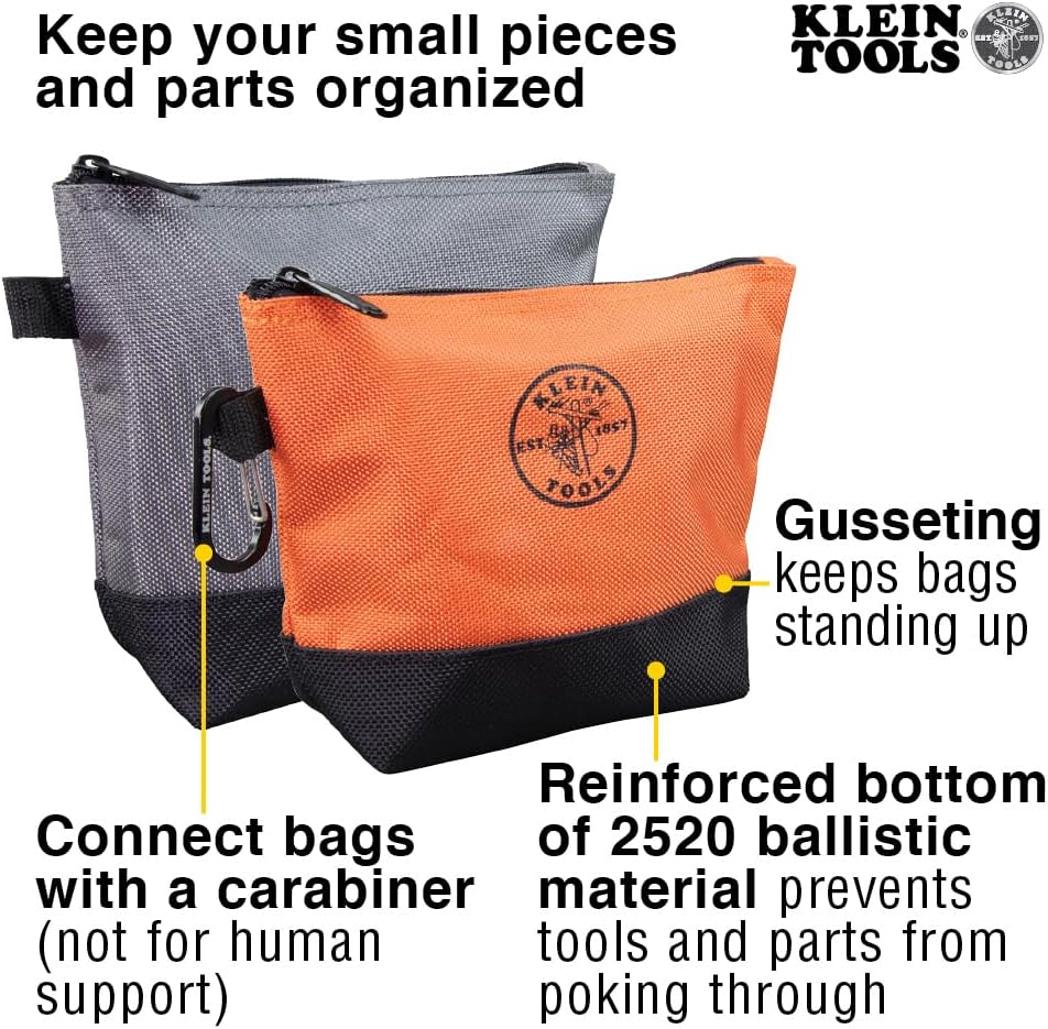 Trousse à équipements sac à dos Klein Tools 80038, sac à dos pour usage professionnel Tradesman, pochettes à équipements zippées et aimanteur, 4 pièces