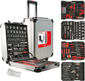 Coffret à équipements trolley en aluminium destiné à homme, 515 pièces, comprenant 4 tiroirs et 4 équipements destiné à la maison, la voiture, le garage et l'entretien. Boîte à équipements doté de roulettes destiné à la réparation automobile.