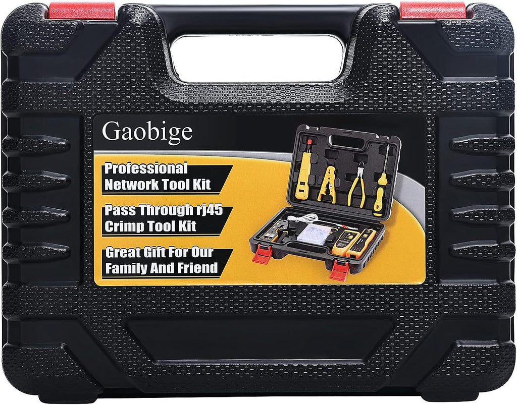 ensemble d'équipements réseau Gaobige, outil de sertissage RJ45, pince à sertir Cat6 Cat5 Cat5e, outil de sertissage traversant, outil de suivi de câbles, outil de perforation 110/88, dénudeur, coupe-câbles, connecteurs traversants Cat6