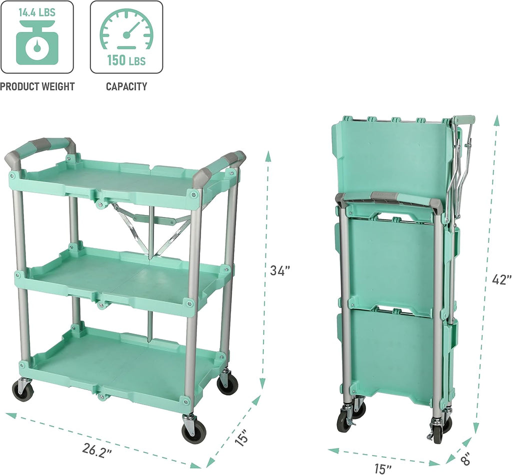 Chariot pour service pliable et escamotable Olympia Tools 89-349 Pack-N-Roll, capacité de 68 kg, bleu sarcelle