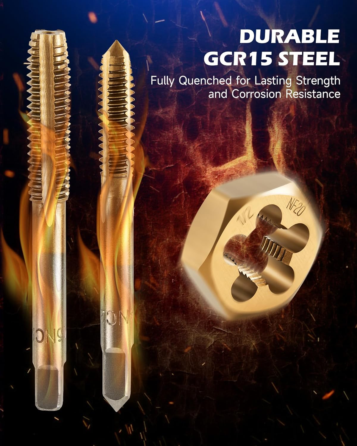 Ensemble de tarauds et filières Orion Motor Tech 86 pièces, compatible SAE et métrique, destiné à filetage intérieur et extérieur, filetage gros et fin, doté de mallette de transport.
