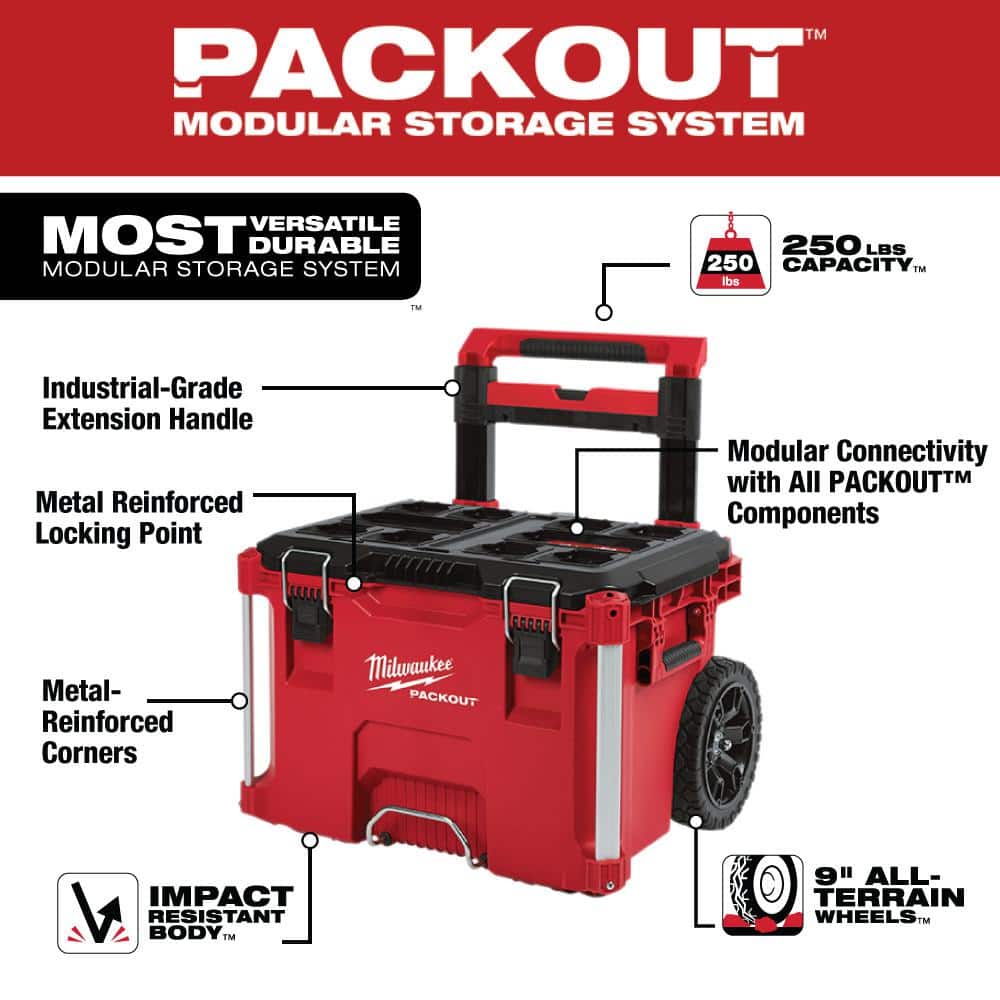 Coffret à outils pratiques roulant PACKOUT 22 po, grand coffret à outils 22 po et coffret à outils moyen 22 po 8426-8425-8424