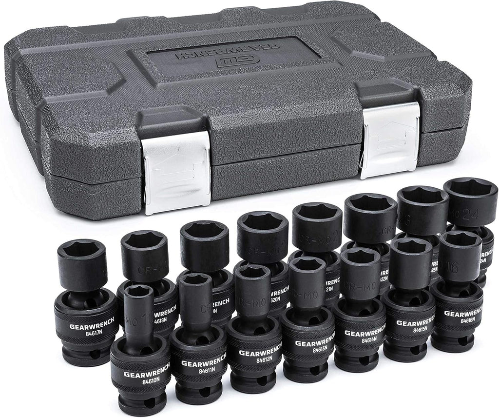 Jeu pour douilles à impact universelles métriques 6 pans 1/2 pouce GEARWRENCH (15 pièces) - 84939N