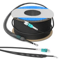 Câble pour brassage fibre optique blindé extérieur 100 m / 328 pi OM3/OM4 LC à LC, multimode duplex 50/125 µm, 10 Gb/40 Gb/100 Gb, gaine TPU industrielle, enfouissement direct, Uniboot, diamètre extérieur MMF 5 mm, kit d'œillet de traction installé