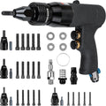 Pistolet à riveter pneumatique Clatoon doté de têtes autobloquantes 10-24, 1/4, 5/16 et 3/8, pistolet à riveter pneumatique à vitesse réglable, ensemble d'équipements destiné à rivets pneumatiques doté de changement rapide de 4 tailles, 6...