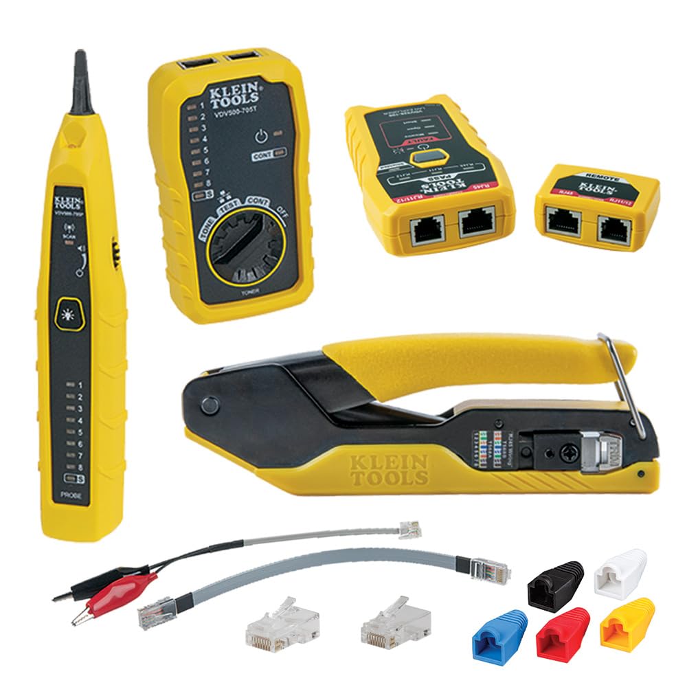 Ensemble de testeur de câbles et fils LAN Klein Tools 80085 VDV destiné à connecteurs modulaires RJ45 Klein Pass-Thu, 6 pièces