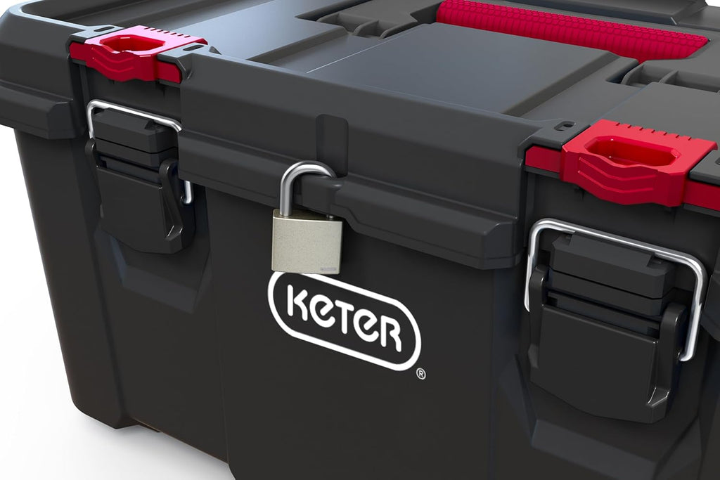 Boîte à équipements modulaire Keter Stack n' Roll, empilable, légère, durable, résistante à l'eau, noire