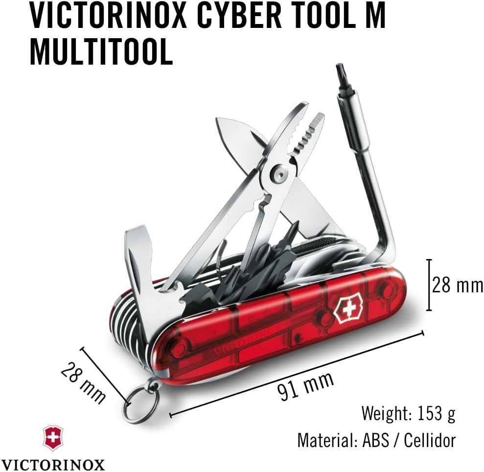 Couteau de poche Victorinox Cyber Tool M 32 fonctions, format moyen, doté de étui à embouts pliable, couleur rubis