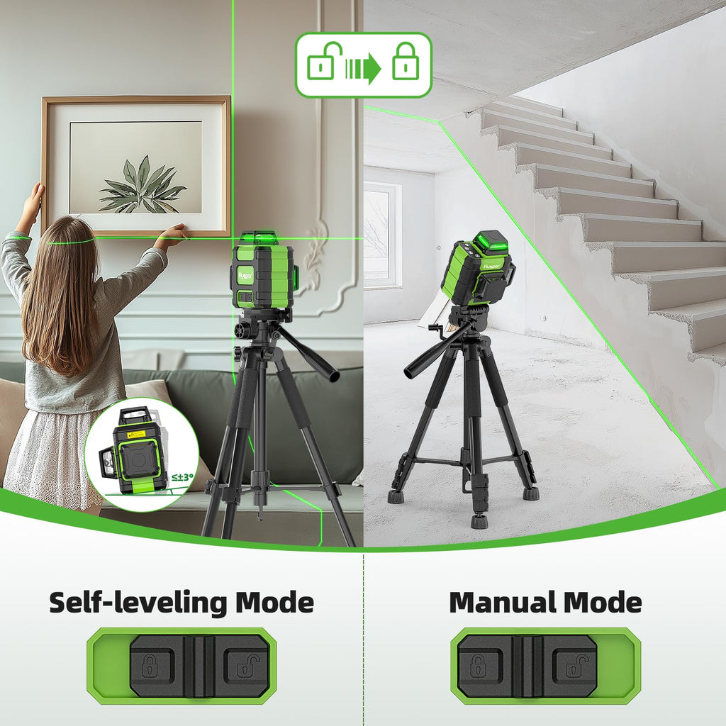 Niveau laser HUEPAR 360° - Dispositif rechargeable vert 3x360°