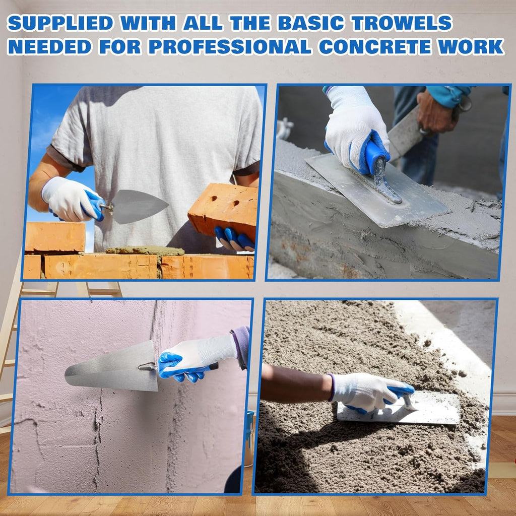 ensemble d'équipements de maçonnerie SiliFine 18 pièces doté de sac à équipements, comprenant couteaux à mastic, gants, crochets à barres d'armature et équipements en acier inoxydable destiné à la maison, le bricolage et les travaux de maçonnerie...