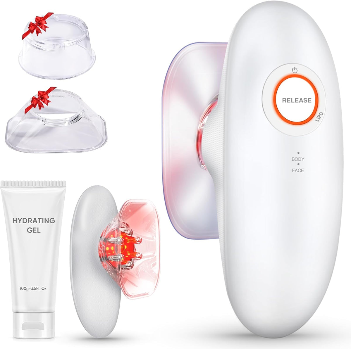 Appareil de massage électrique 3 en 1 contre la cellulite, appareil de remodelage corporel 3 en 1 - 3 modes réglables - Dispositif de thérapie par ventouses à usage domestique destiné à le dos, le ventre, la taille, les bras et les jambes - Blanc